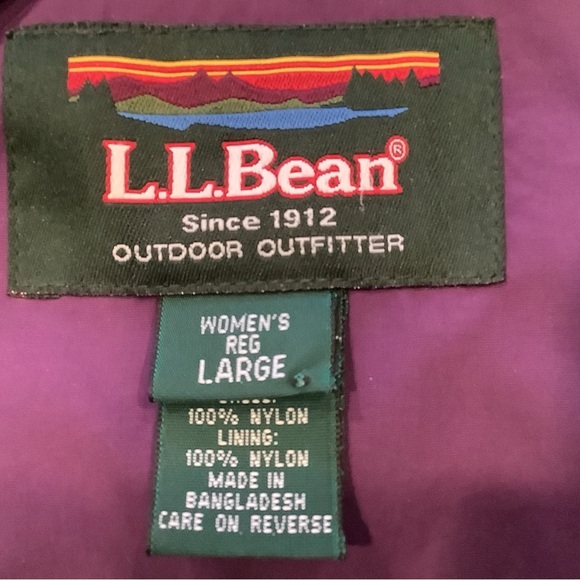 LL Bean Womens Full Zip Windbreaker Jacket Size Large Purple Packable Hood OTL43 - Picture 8 of 14